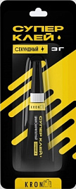 Клей цианакрилатный ГЕЛЬ 3гр, KronBuild в инд.уп, блистер
