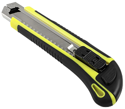 Нож 18мм усиленный Autolock, пластик+TPR, +2 запасных лезвия, блистер / ЕРМАК 
