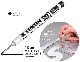 Маркер перманентный 0,5мм удлиненный наконечник черный / LEKON Pika
