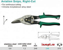 Ножницы п/мет 250 мм правые Cr-Mo 2-х комп. ручки WP
