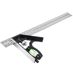 Угольник металлический комбинированный с уровнем, 300 мм
