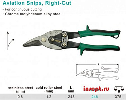 Ножницы п/мет 250 мм правые Cr-Mo 2-х комп. ручки WP
