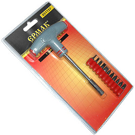 Отвертка Т-обр. с набором бит 11пр.
