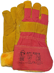  Перчатки спилковые "Русский Лев" стриженный мех
