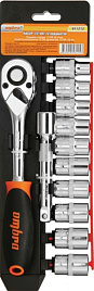 Набор головок торцевых с аксессуарами 1/2"DR, 10-19 мм, 12 предметов Ombra
