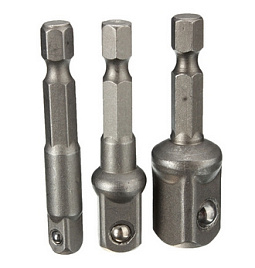 Набор адаптеров для торцевых головок (Е1/4" - 1/4", 3/8", 1/2")
