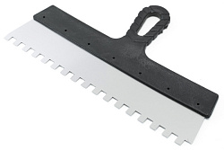 Шпатель зубчатый 350мм, зуб 10х10мм нерж. пласт. ручка
