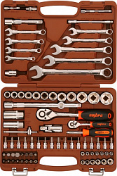 Набор инструмента универсальный торцевые головки 4-32 мм 1/4" и 1/2"DR и аксессуары к ним, комбинированные ключи 8-22 мм, 82 предмета OMT82S
