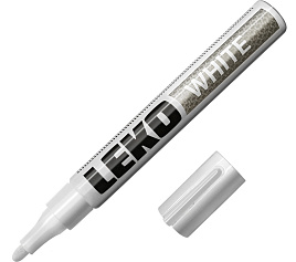 Маркер-краска 4.0мм белый нитро-основа LEKO
