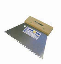 Шпатель зубчатый 180мм, зуб  4х4мм сталь дер. ручка / Workmann
