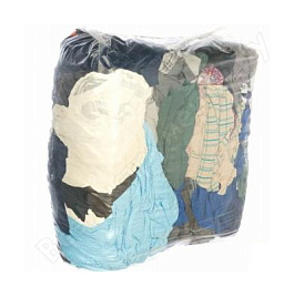 Ветошь Высший сорт. Лоскут ТОНКИХ трикотажных х/б изделий (майки, футболки, водолазки) брикет 10кг.
