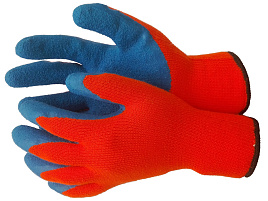  Перчатки акриловые Рубифрост 10кл. с текстурированным латексным покрытием оранжевые
