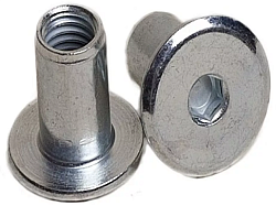 Гайка Эриксона М 6 х 14 х 12 (тело d 9мм) с плоской головкой D 15мм вн/ш S4 / белый цинк
