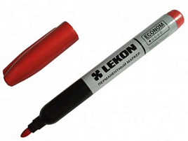 Маркер перманентный 3.0мм пулевидный LEKON ECONOM красный
