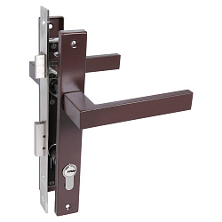 Замок врезной СТАНДАРТ 8520.01.8017 коричневый, ключ-ключ (для профилей алюминий, сталь, ПВХ) коричневый
